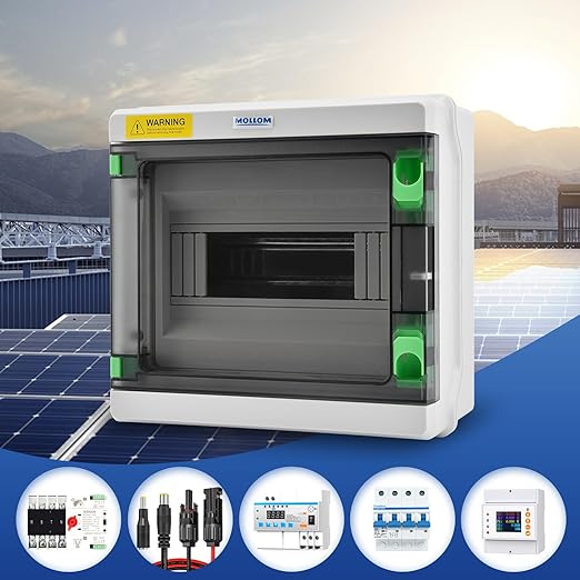 Mollom 18 Way HA Series Power Distribution Box with Bus Bars and Din Rail for Miniature Circuit Breaker MCB,Waterproof IP66,Solar Power Distribution Panel for Indoor and Outdoor Use