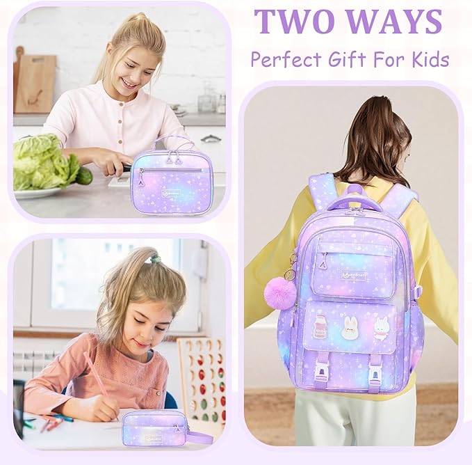 Kids Backpacks for Girls - Cute Girls Backpack for Elementary, Middle and High School Students - 18" School Bookbag