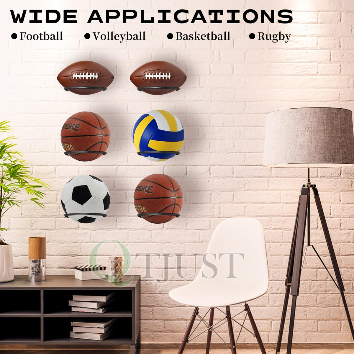 6in 20Pack Metal Ball Holder Wall Mount for Basketball Football Display