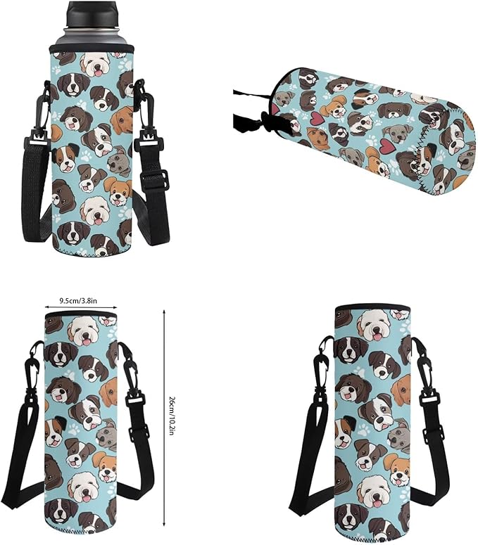 Pug Dog Backpack for Girls Boys 6-8 7-10 14-16 Kids School Bag Teen Schoolbag Elementary Kindergarten Bookbag with Lunch Bag Pencil Case Water Bottle Carrier Cover