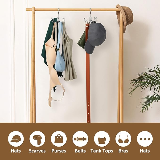 ZEDODIER Belt Hanger, Belt Organizer for Closet, Keeping Belts Visible and in Good Condition, Hanging Tie Rack Holder, Closet Organizers and Storage, Silver
