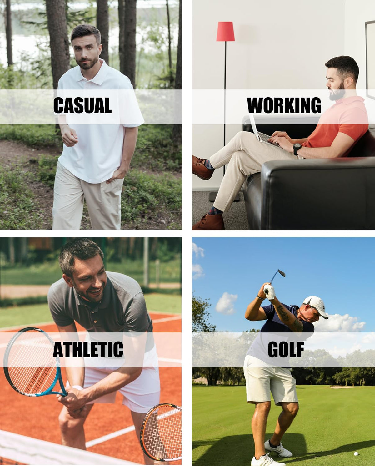 MAGCOMSEN Mens Polo Shirts Short Sleeve Collared Golf Shirt with Pocket Moisture Wicking Quick Dry Performance Athletic Polos Light Gray