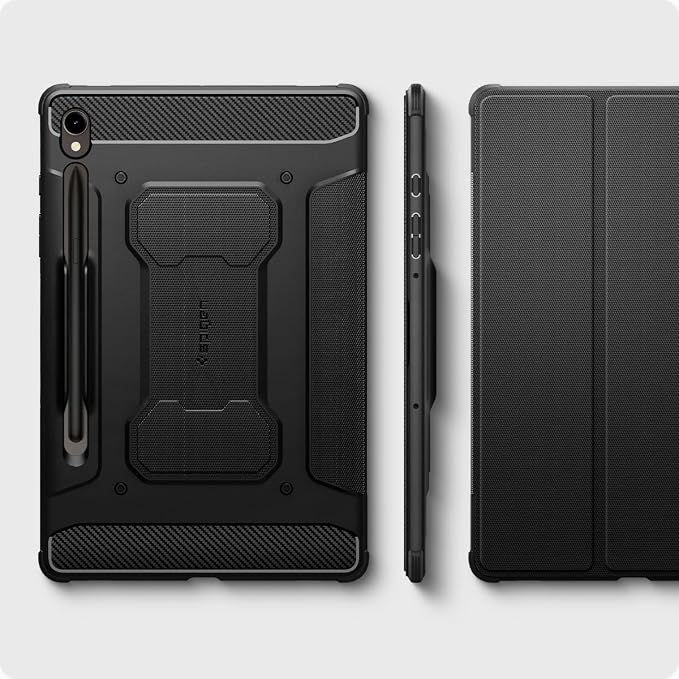 Spigen for Galaxy Tab S10 FE Plus Case (2025) Rugged Armor Pro Protective Tri-Fold Cover and S Pen Holder 13.1 inch Black