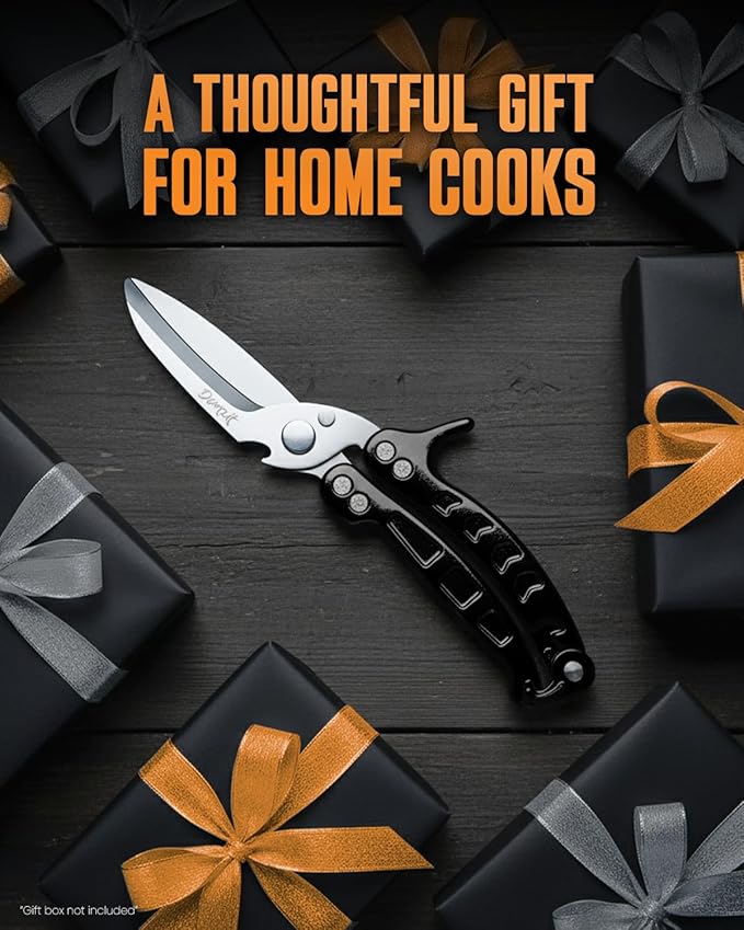 Poultry Shears Heavy Duty Professional, Kitchen Shears for Poultry,Turkey, Chicken & Bone Cutting, Multi-purpose kitchen Scissors Spring-Loaded, Dishwasher Safe, Meat Shear with Non-Slip Handle, Black