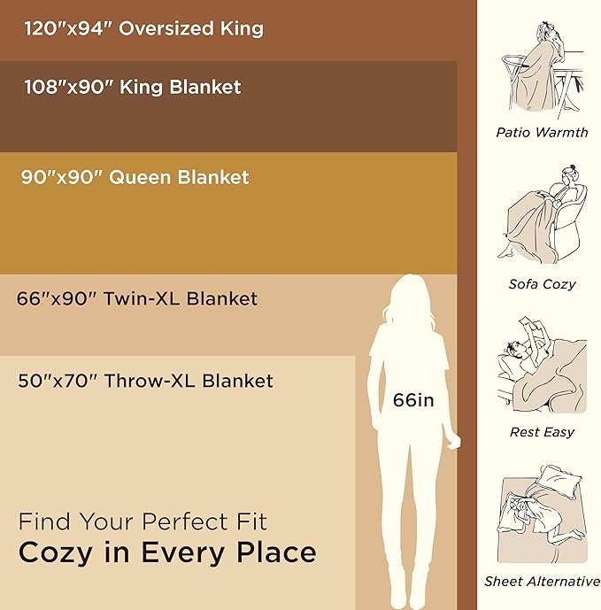 Bedsure 100% Cotton Blanket King Size for Bed - Breathable and Lightweight, Soft Cozy Textured Herringbone Woven Blanket for Summer Spring, Linen Beige, 108x90 inches