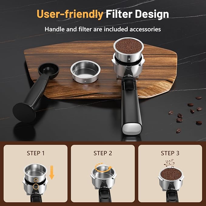 RELEXNOW Espresso Machine, 20 Bar Espresso Maker Milk Frother & LCD Panel, Hot & Iced with Rapid Cold Brew, Stainless Steel Espresso Coffee Machine with 41oz Water Tank for Cappuccino, Latte