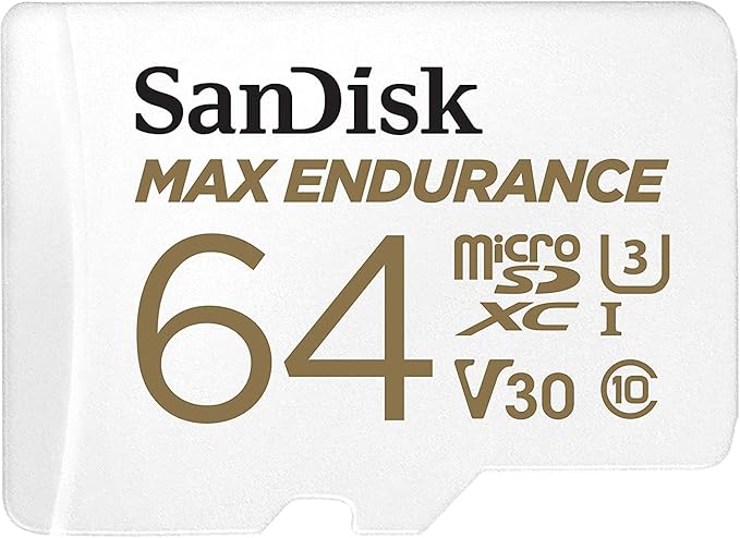 SanDisk 64GB MAX Endurance microSDXC Card with Adapter for Home Security Cameras and Dash cams - C10, U3, V30, 4K UHD, Micro SD Card - SDSQQVR-064G-GN6IA
