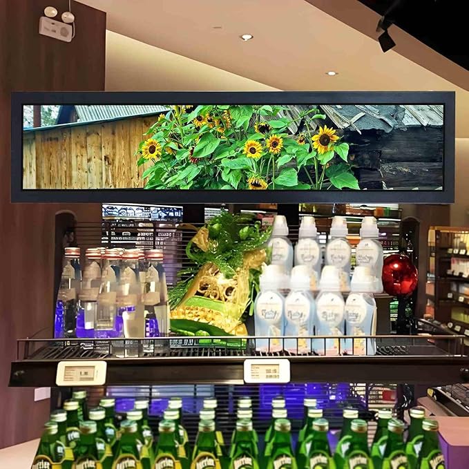 VSDISPLAY 28'' Advertising LCD Monitor 1920x360 IPS Stretched Bar Screen Outdoor High Brightness Support USB Input Auto Copy Autoplay for Supermarket Exhibition Store Advertisement Display