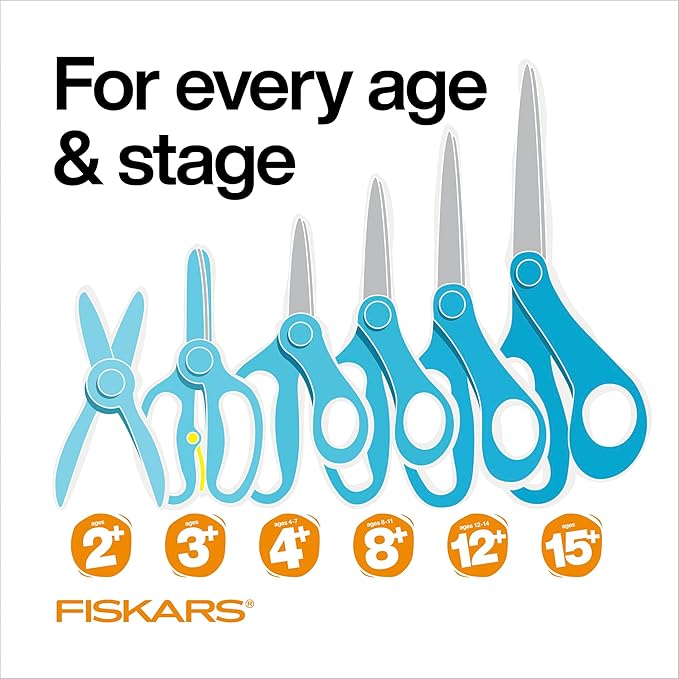 Fiskars Softgrip 6" Big Kids Scissors for Ages 8-11, Scissors for School or Crafting, Turquoise-Purple Ombre