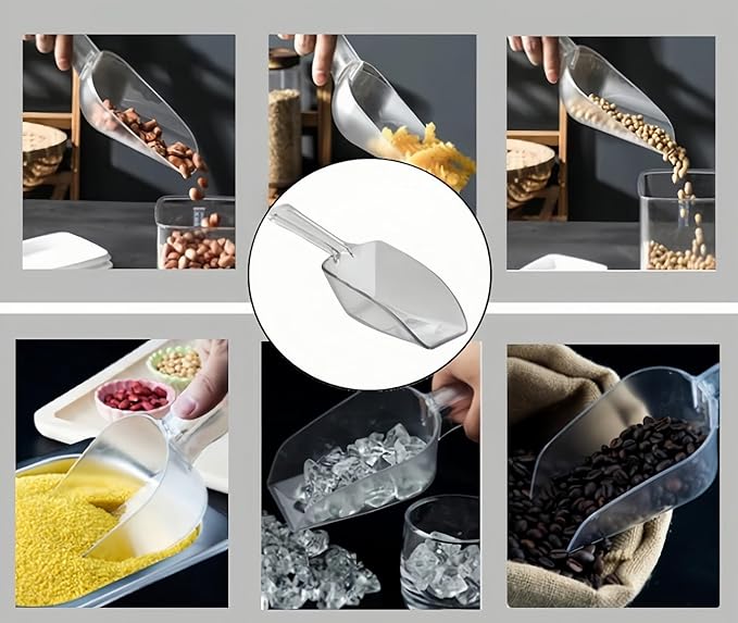 20 Pack Plastic Buffet Serving Tongs & Ice Scoop Set, Clear