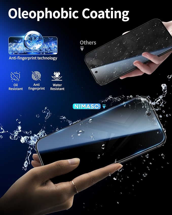 NIMASO for iPhone 17e/16e/13 Pro/13/14 Screen Protector 2 Pack Privacy Tempered Glass Screen Protector for iPhone 16e Anti-Spy Automatic Dust Removal Instant Installation (6.1 inches)