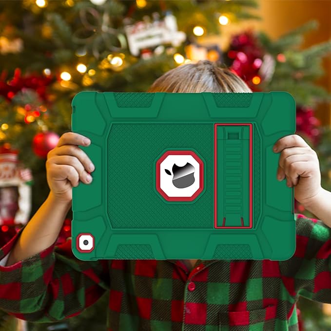 Rantice iPad 9th Generation Case, iPad 8th Generation Case, iPad 7th Generation Case, Hybrid Shockproof Rugged Drop Protection Cover with Kickstand for iPad 10.2'' (DarkGreen+Red