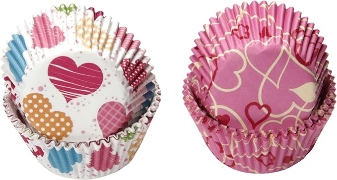 Chef Craft Paper Patterned Cupcake Liners, 50 count, Red/Orange/Yellow/Pink Blue