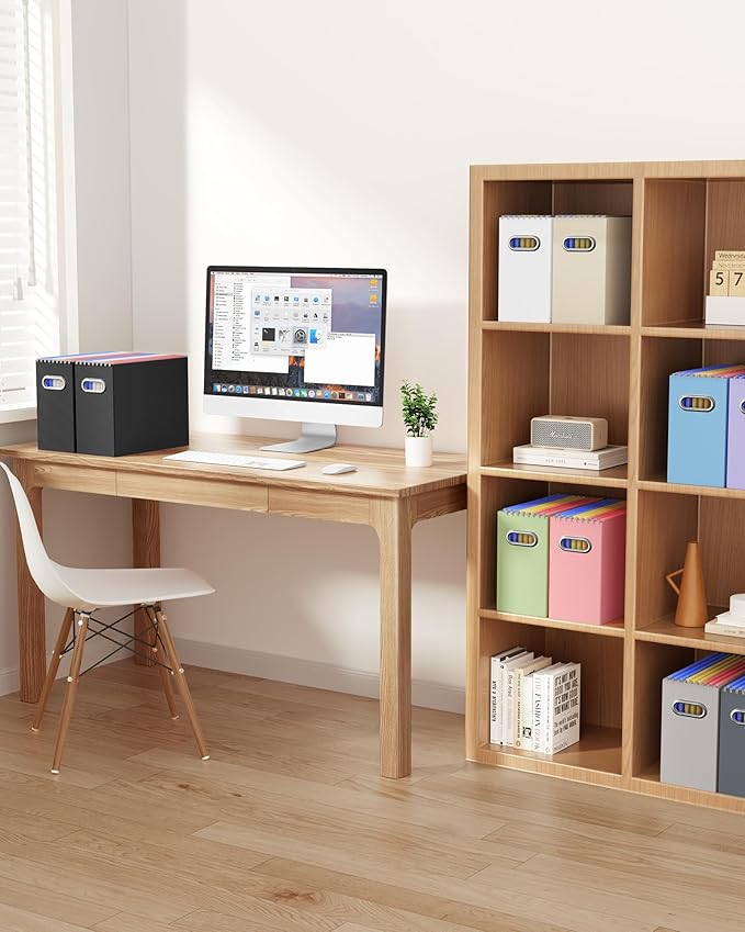Oterri Cardboard File Organizer Box for Hanging File Folders Letter Size,File Box for Computer Desk,File Cabinet,Working Home,Office,Classroom(Black, Letter Size - 4 Packs)