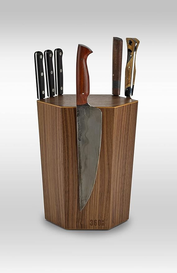 360KnifeBlock® - The 360KB™ (bamboo) ROTATING Magnetic Knife Block