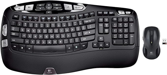 Logitech MK550 Wireless Wave K350 Keyboard and Mouse Combo Includes Keyboard and Mouse, Long Battery Life, Ergonomic Wave Design with Wireless Mouse (with Mouse)