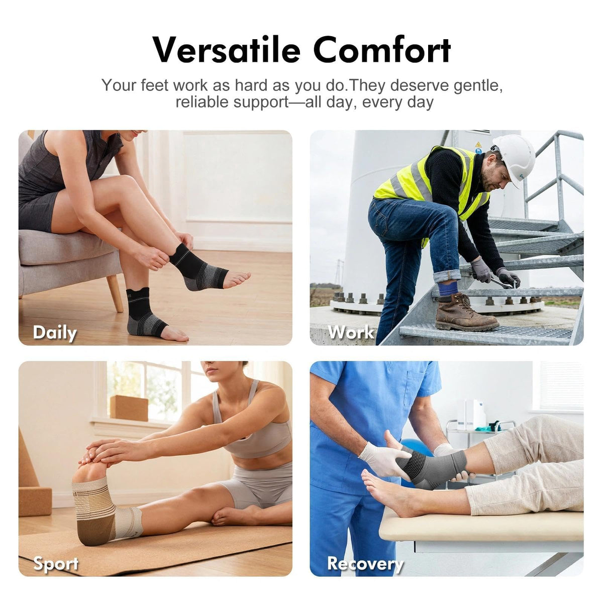 PAPLUS 6 Pairs Compression Socks with Arch Support for Plantar Fasciitis