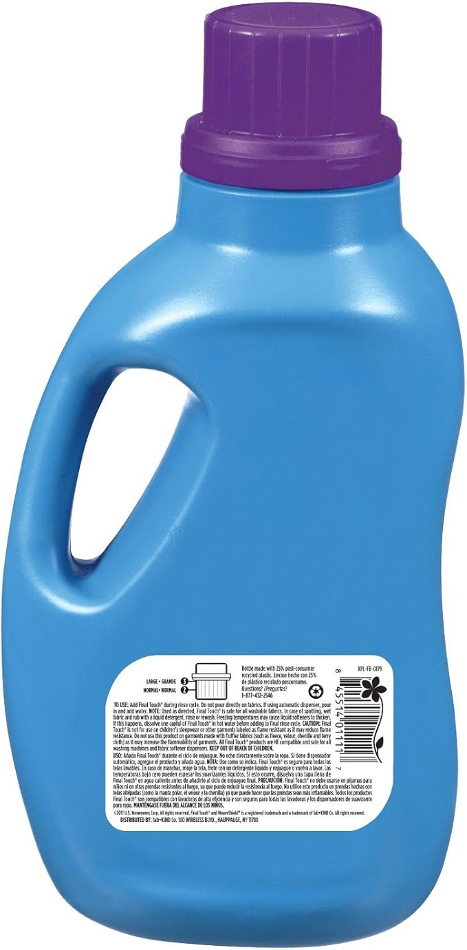 Lavender Liquid Fabric Softener with WeaveShield Fabric Care Technology by Final Touch | Softens & Freshens Laundry | Works in All Standard & HE Washing Machines | 72 oz