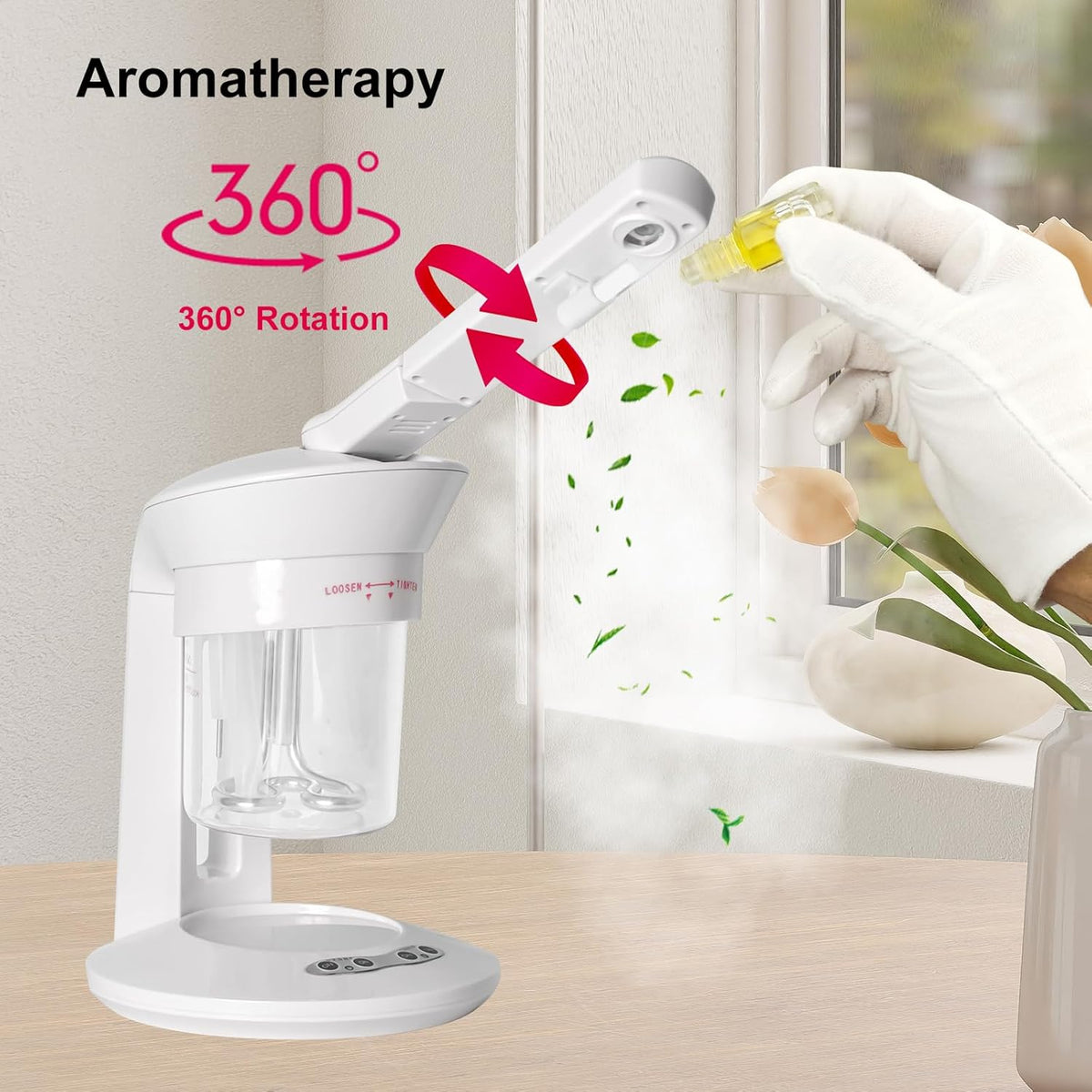Hair Steamer, 2 in 1 Hair and Face Steamer for Natural Hair with UV Ozone, Hair Humidifier Moisturising Hydration System Sprayer for Personal Care Use at Home Salon and Salon SPA White