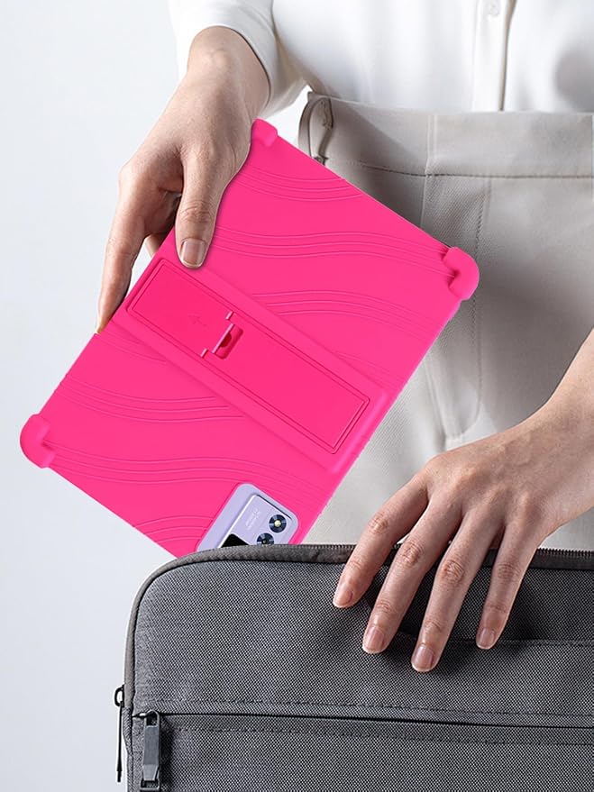 for ZIOVO Z168 (10 Inch) Android 15 Tablet Protective case ZBAGUG Shockproof Lightweight Silicone Protective Cover with Stand Child-Friendly Protection Easy to Clean Design Hot Pink.