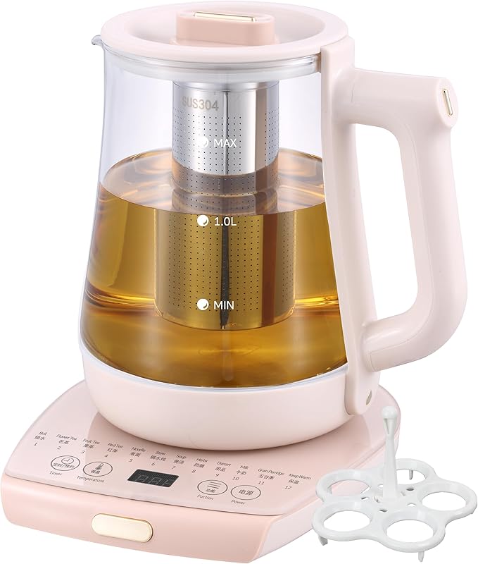 cglightwsparkle Health Pot Electric Kettle with Infuser,Smart Fruit Hot Tea Maker, Temperature Control and Tea Keep Warm, 12 Functional Procedures, 1.8 Liters of Capacity