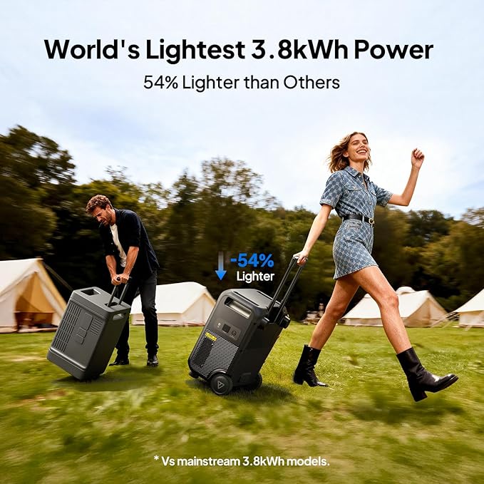 BLUETTI Elite 400 Solar Generator and Solar Charging Cable, 3840Wh LFP Batttery Backup with 2600W AC Outlets, High Capacity Portable Power Station with Wheels for Home Backup, Outage, Camping