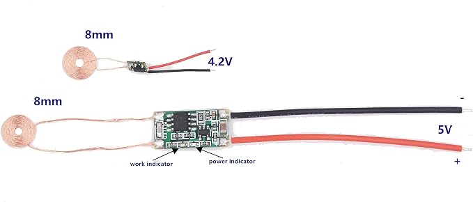 Taidacent Wireless Charging Module Kit 4.2V 80mA Output 5V Input Fast Wireless Charger Board TX RX Coil Indicator