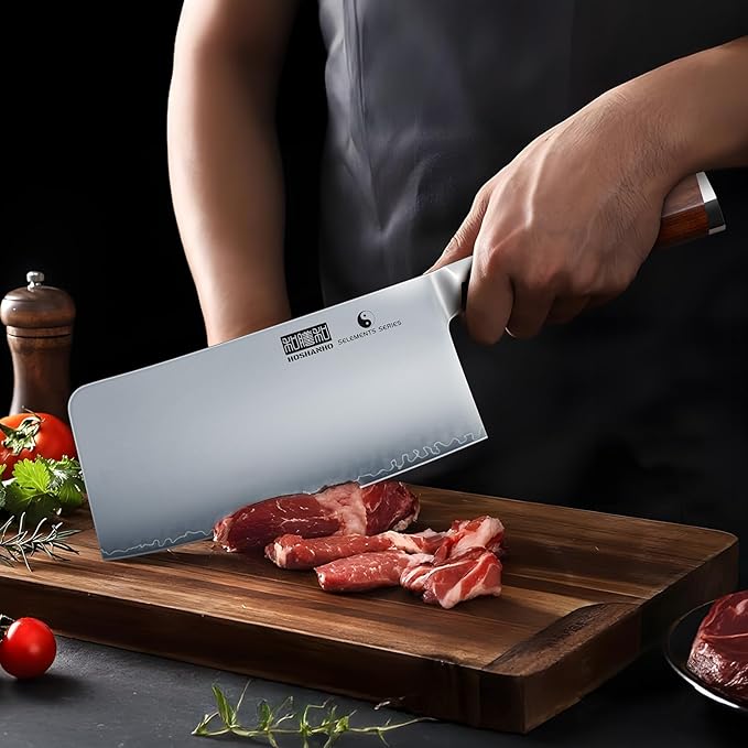 HOSHANHO Cleaver Knife 7", Sharp Japanese Meat Cleaver & Vegetable Knife