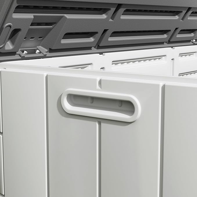 100GAL White Resin Deck Box with Wheels – Lockable, Waterproof, SGS-Tested UV Resistance, Spacious Outdoor Storage for Patio Cushions & Pool Gear, Easy Assembly