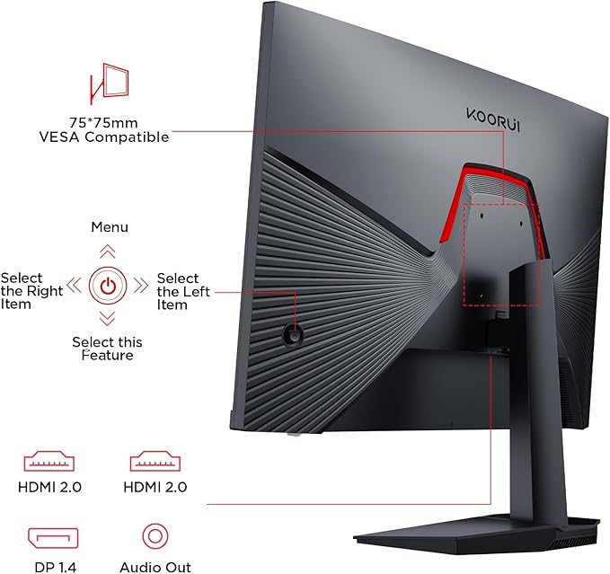 KOORUI 24.5 Inch Gaming Monitor, 200Hz FHD 1080p IPS Screen, 1ms(GTG ), HDR400, 90% DCI-P3, Adaptive Sync, HDMI 2.0丨DisplayPort 1.4, Eye Care, Black (G2511P)
