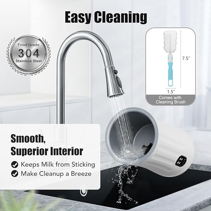 Ovetedot Milk Frother, 4-in-1 Milk Frother and Steamer, Hot and Cold Foam Maker and Milk Warmer with Temperature Control & Auto Shut-Off, Frother for Coffee, Latte, Cappuccino, Matcha(White)