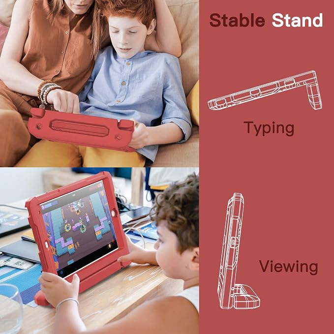 JETech Kids Case for iPad 9th/8th/7th Gen 10.2 Black | Built-in Screen Protector 360° Rotating Handle Stand Shockproof Full-Body Protection Kid-Friendly Design