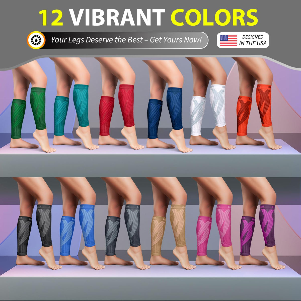 BLITZU Calf Compression Sleeves, Footless Compression Socks for Men & Women