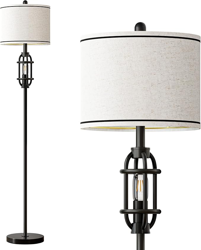 62.5" Floor Lamp for Living Room Industrial Black Standing Tall Lamps for Bedroom Mid Century Modern Corner Floor Lamps for Office Nursery Reading Light Room Lamp, Bulbs Included