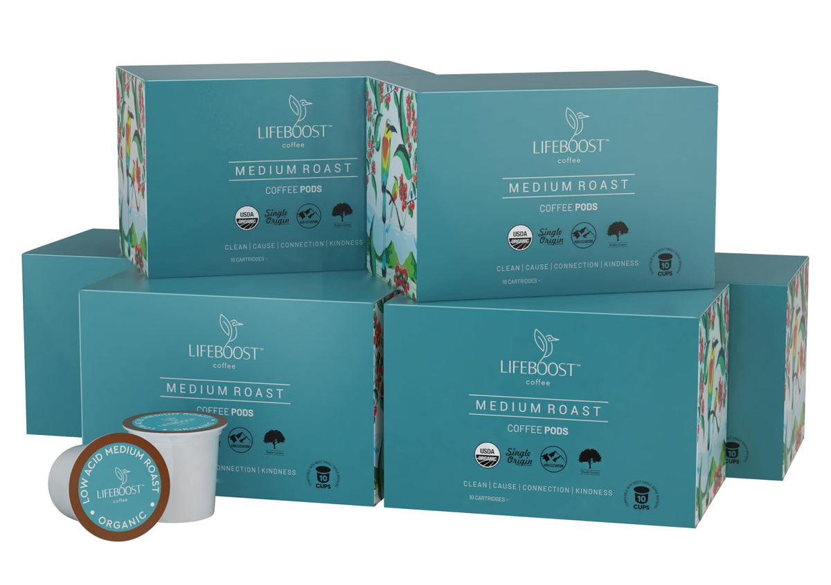 Lifeboost Cognition Decaf Mushroom Coffee K Cups, Low Acid, 10 Count