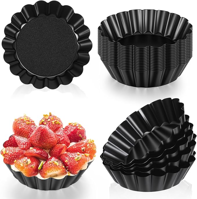 24 Pcs Mini Pie Tart Pans 3"with Removable Bottom Round Nonstick Quiche Pan