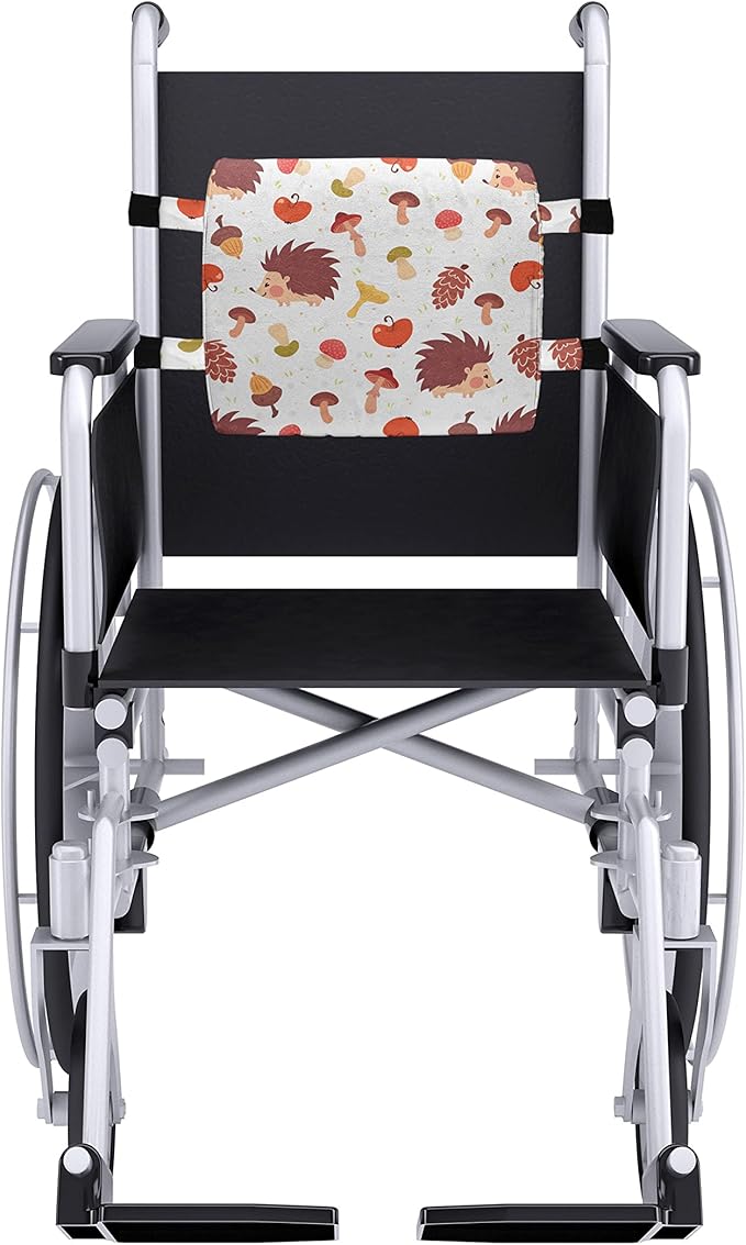 Ambesonne Mushroom Lumbar Back Support Pillow, Autumn Inspired Pattern with Natural Elements Hedgehogs Acorns and Apples, High Density Foam for Office Chairs Car Seats, 14" x 13", Burgundy White