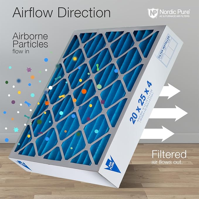 Nordic Pure 16x20x4 Pleated MERV 7 Air Filters 2 Pack