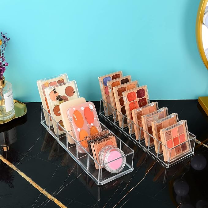 JessLab Acrylic Organizers, Bathroom Organizer for Drawer, Cosmetic Display Cases for Vanity, Countertop, Desk, Kitchen, and Makeup Storage, 6-Section
