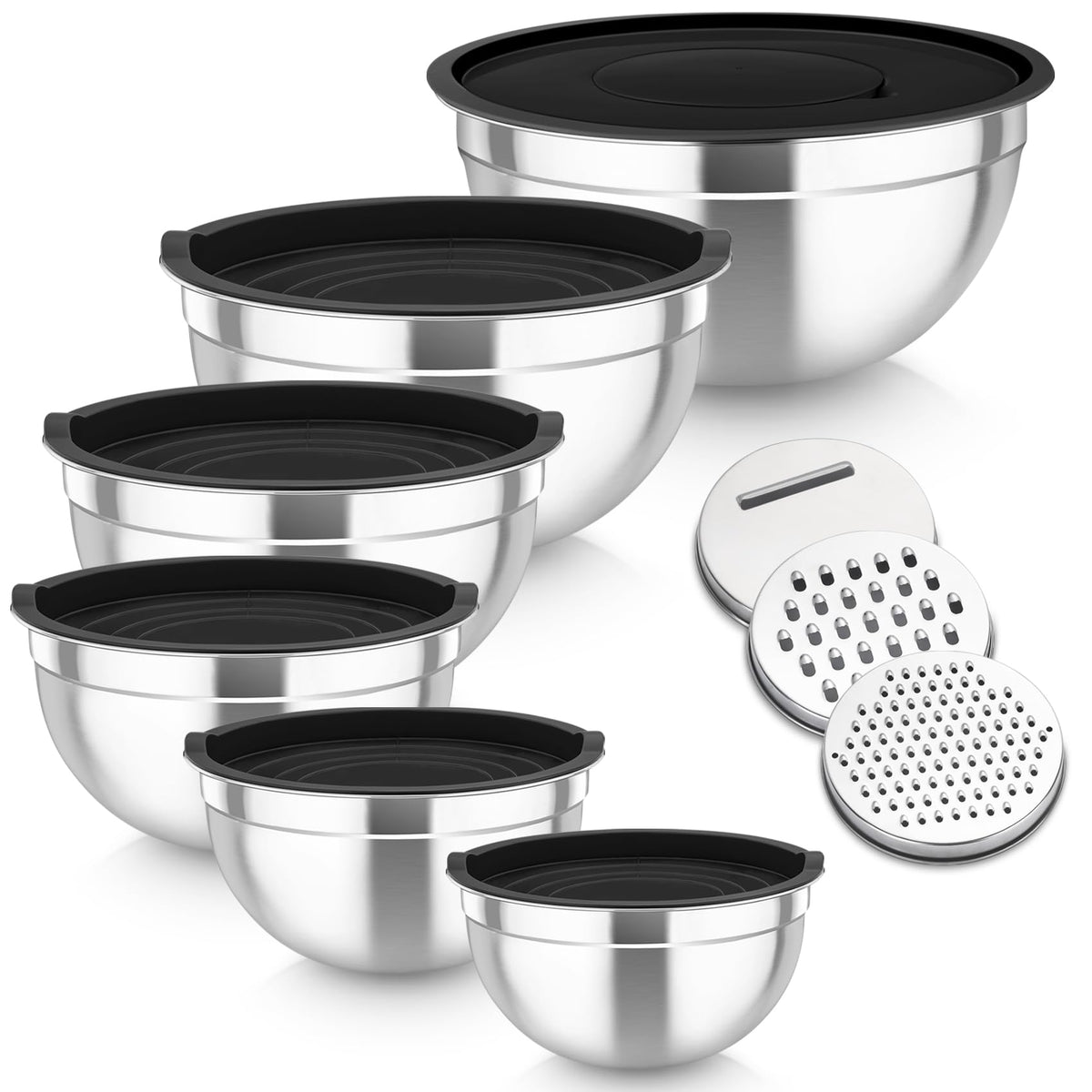 TeamFar Mixing Bowls Set of 6, Stainless Steel Nesting Mixing Salad Bowl