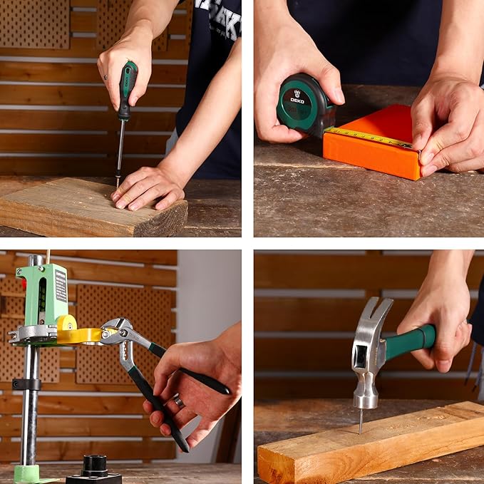 Green Drill Tool Kit Set: 20V Cordless Power Drill Tool Box with Battery Electric Drill Driver for Men Home Hand Repair Basic Toolbox Tools Sets Drills Case