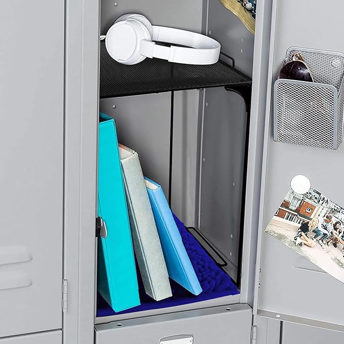 Locker Accessories Locker Organizer Shelf and Locker Carpet Decorating Kit Suitable for School, Office Back to School Essentials (1, Black Blue)