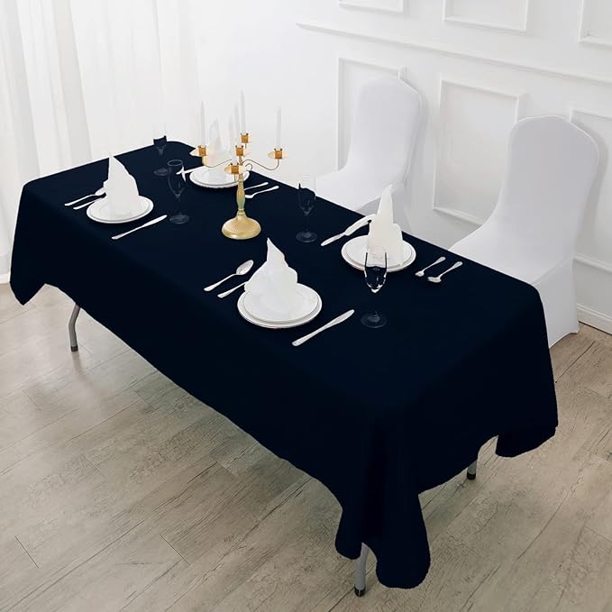 6 Pack Navy Blue Tablecloth 60 x 120 Inch Table Cloth for 8 Foot Rectangle Tables, Wrinkle Resistant Washable Polyester Fabric Table Covers for Party, Wedding,Dining,and Banquet