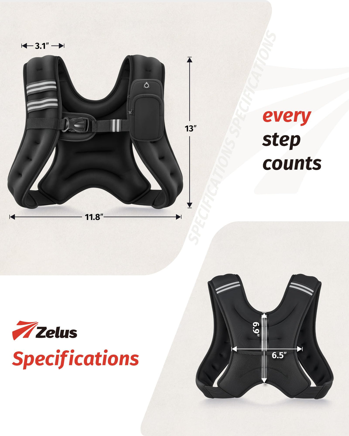 ZELUS Weighted Vest, 6lb/8lb/12lb/16lb/20lb/25lb/30lb Weight Vest for Men Women with Storage Pocket Reflective Strips for Workout Strength Training Running Muscle Building, Black Camo (6 lb)