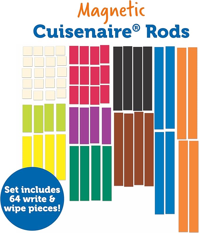 Learning Resources Magnetic Cuisenaire Rods, Early Match Concepts, School Supplies, Multicolor, 64 Pieces