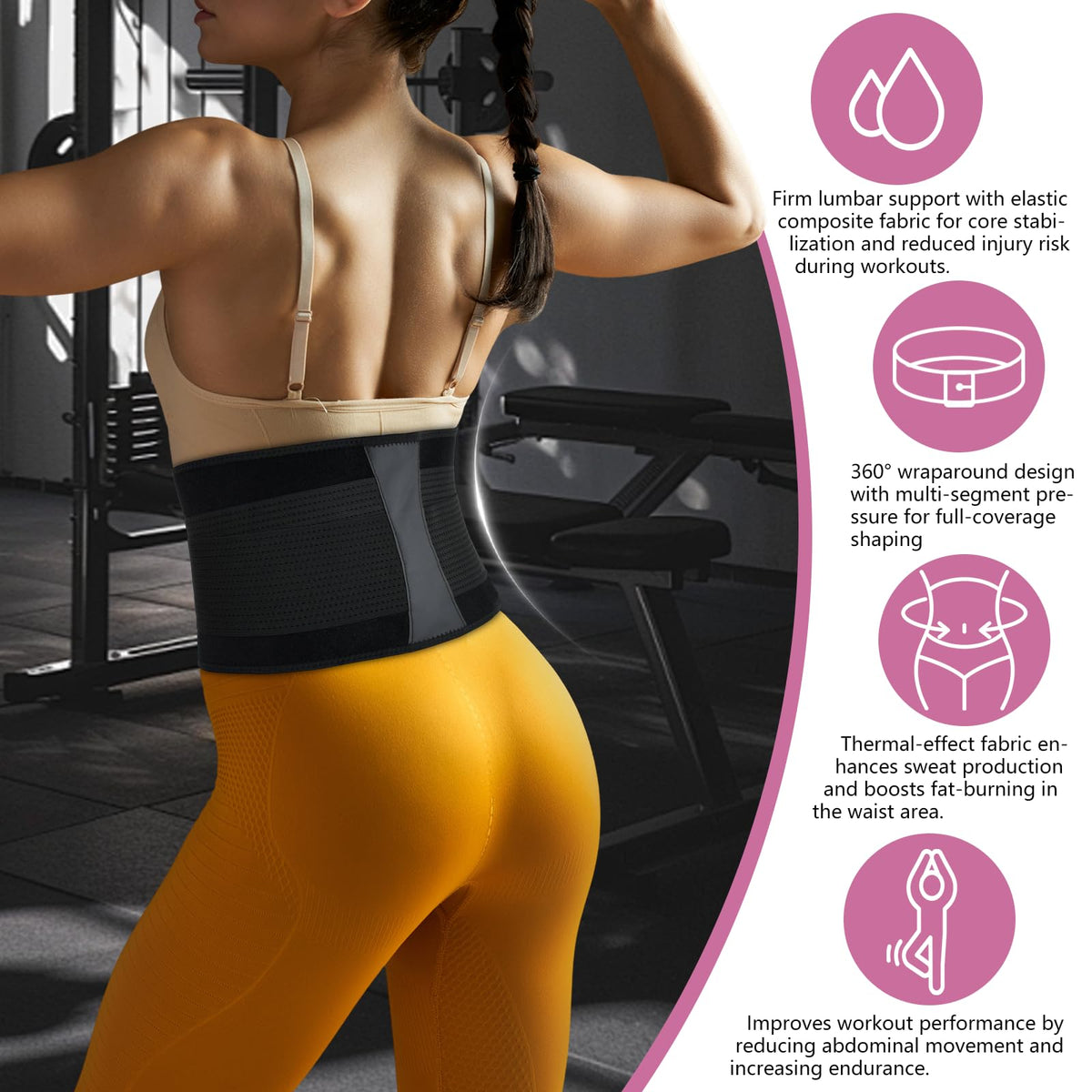 Lisacool Sweat Band Waist Trainer for Women Adjustable Body-Shaping