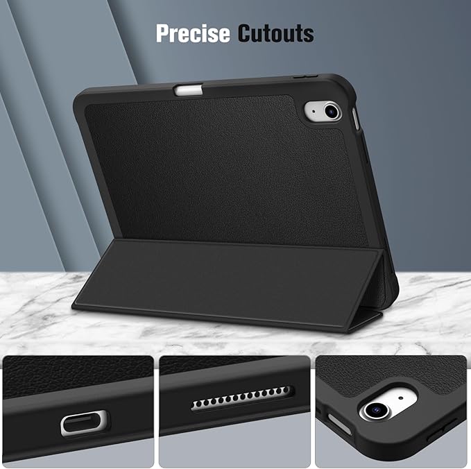 Fintie SlimShell Case for iPad (A16) 11th Generation 11 Inch (2025), iPad 10th Generation 10.9 Inch (2022) - Flexible Soft TPU Stand Back Cover with Pencil Holder, Black