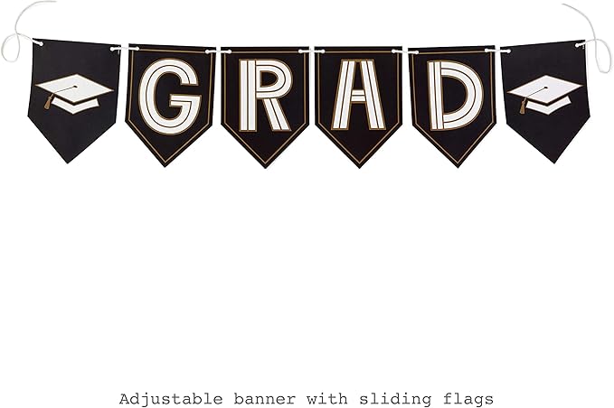 Hallmark 5GEY2000 Graduation Party Kit, Black and Gold (Banner, Table Runner, Card Box, 25 Advice Cards) Graduation Kit, One