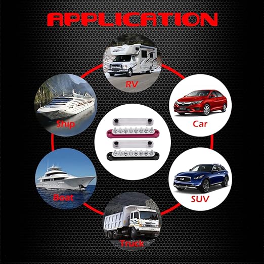 8 x M5 (#10) Studs Power Distribution Block Bus Bar 12V, Ampper 5.9" HD 120A Marine BusBar Battery Distribution Block W/Cover for Car Boat Solar (Red)