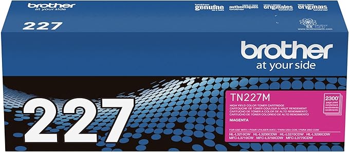 Brother Genuine TN227M, High Yield Toner Cartridge, Replacement Magenta Toner, Page Yield Up to 2,300 Pages, TN227, Amazon Dash Replenishment Cartridge
